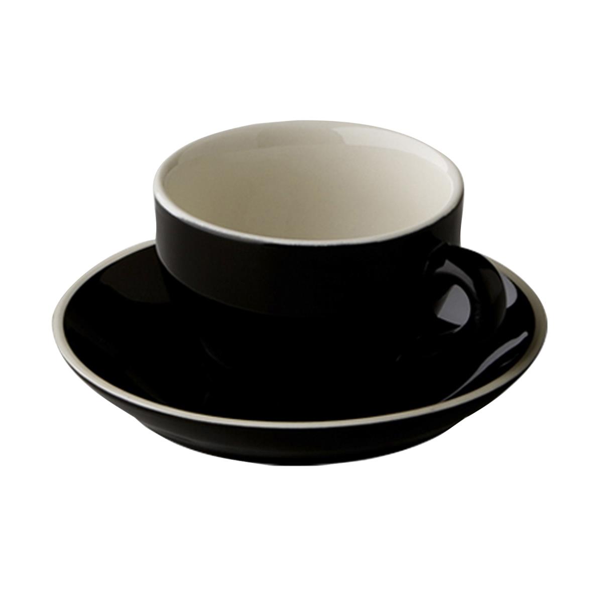 Robusta Cappuccinotasse und Untertasse in schwarz zum Bedrucken Robusta Cappuccinotasse und Untertasse in schwarz zum Bedrucken